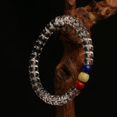 10A Clear Quartz Wheel Bead Bracelet – Tibetan Energy Healing Jewelry with Lapis, Amber, Carnelian & Mixed Gemstone Accents