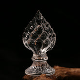 Hand-Carved Himalayan Clear Quartz Cintamani Flame Jewel – Tibetan Mani Stone of Wish-Fulfilling Power