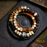 Tibetan Multi-Bone Mala Bracelet – Yak & Camel Bone Beads, Multi-Wrap Design for Spiritual Practice