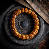 Tibetan Yak Bone Skull Bead Bracelet – Hand-Carved Charnel Ground Mala for Spiritual Reflection