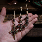 Tibetan Brass Vajra Dorje Pendant – Handwoven Side Charm for Bodhi Beads & Spiritual Accessories