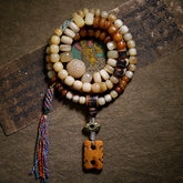 Tibetan Yak & Camel Bone Mala Necklace – 108 Mixed Bone Beads for Spiritual Healing, Meditation & Cultural Devotion