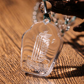 Himalayan Clear Quartz Pendant – Kalachakra-the design of Gathering Ten Powerful Elements Carving with Handwoven Bead Necklace