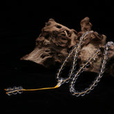 Clear Quartz 108-Bead Mala Bracelet – Vajrasattva Mantra Engraved, Tibetan Ritual Design