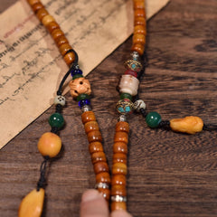 Tibetan 108 Yak Bone Mala Necklace – Men’s Buddhist Prayer Beads