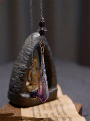 Amethyst Pendulum Pendant – Natural Crystal for Intuition, Clarity & Everyday Spiritual Style