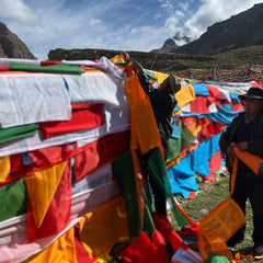 Tibetan Prayer Flag Hanging Service at Mount Kailash for Energy Blessing