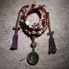 Raw Camel Bone Mala Bracelet/Necklace – Tibetan 108 Beads with Blood-Infused Bone for Spiritual Practice & Protection