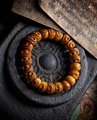 Tibetan Yak Bone Skull Bead Bracelet – Hand-Carved Charnel Ground Mala for Spiritual Reflection