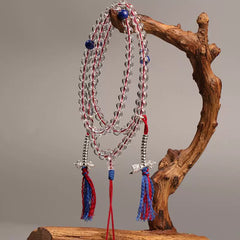 Collector’s Grade Clear Quartz 108 Mala Bracelet – Lapis Lazuli Spacers & 925 Silver Counter Charms