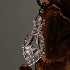 Clear Quartz Manjushri Wisdom Sword Pendant – Tibetan Ethnic Necklace for Spiritual Insight & Protection
