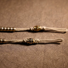 Tibetan Brass Tassel Pendant – Handwoven Cotton Cord Side Charm for Bodhi Beads & Spiritual Accessories