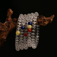 10A Clear Quartz Wheel Bead Bracelet – Tibetan Energy Healing Jewelry with Lapis, Amber, Carnelian & Mixed Gemstone Accents