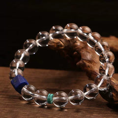 Collector’s Grade Clear Quartz & Raw Lapis Lazuli Bracelet – Tibetan Spiritual Energy Beads for Men & Women