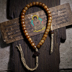 Tibetan Yak Bone Mala Bracelet – Handcrafted Buddhist Prayer Beads for Spiritual Healing & Esoteric Practice