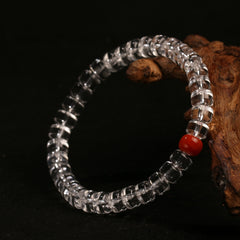 10A Clear Quartz Wheel Bead Bracelet – Tibetan Energy Healing Jewelry with Lapis, Amber, Carnelian & Mixed Gemstone Accents