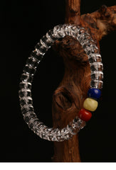 10A Clear Quartz Wheel Bead Bracelet – Tibetan Energy Healing Jewelry with Lapis, Amber, Carnelian & Mixed Gemstone Accents