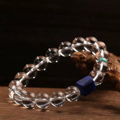Collector’s Grade Clear Quartz & Raw Lapis Lazuli Bracelet – Tibetan Spiritual Energy Beads for Men & Women