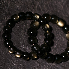 Golden Sheen Obsidian Bracelet – Cat’s Eye Double Gold Flash Beads for Tibetan Protection & Energy Healing