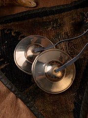 Nepalese White Brass Tingsha Cymbals – Tibetan Meditation Bell for Sound Healing & Spiritual Practice
