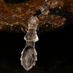 Himalayan Clear Quartz Manjushri Wisdom Sword Pendant – Hand-Carved Spiritual Necklace for Men & Women