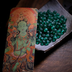 Tibetan Green Tara Glass Mala Necklace – 108 Beads Handcrafted for Meditation, Healing & Devotion