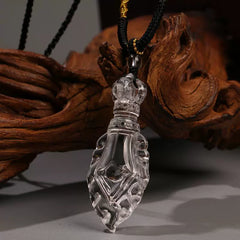 Clear Quartz Manjushri Wisdom Sword Pendant – Tibetan Ethnic Necklace for Spiritual Insight & Protection