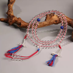 Collector’s Grade Clear Quartz 108 Mala Bracelet – Lapis Lazuli Spacers & 925 Silver Counter Charms