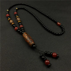 Authentic Tibetan 9-Eyed Dzi Bead Pendant – Agate Necklace for Spiritual Protection & Energy Blessing