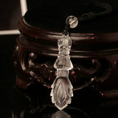 Himalayan Clear Quartz Manjushri Wisdom Sword Pendant – Hand-Carved Spiritual Necklace for Men & Women