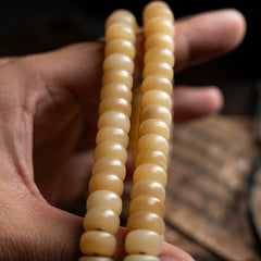 Tibetan Camel Bone Mala Bracelet – 108 Beads Multi-Wrap Prayer Strand with Yak Bone & Antler Accents