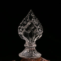 Hand-Carved Himalayan Clear Quartz Cintamani Flame Jewel – Tibetan Mani Stone of Wish-Fulfilling Power