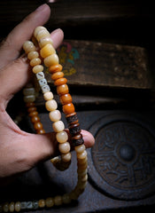 Tibetan Yak & Camel Bone Mala Necklace – 108 Mixed Bone Beads for Spiritual Healing, Meditation & Cultural Devotion