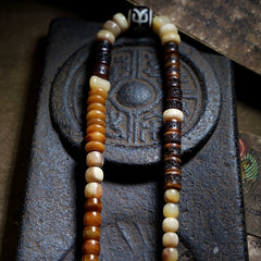 Tibetan Multi-Bone Mala Bracelet – Yak & Camel Bone Beads, Multi-Wrap Design for Spiritual Practice