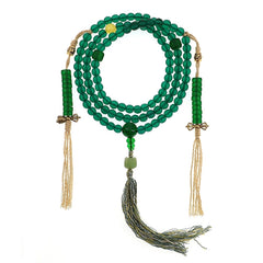 Tibetan Green Tara Glass Mala Necklace – 108 Beads Handcrafted for Meditation, Healing & Devotion