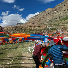 Tibetan Prayer Flag Hanging Service at Mount Kailash for Energy Blessing