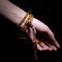Tibetan Yak Bone Mala Bracelet – 108 Beads with Peace Charm or Disciple Bead for Spiritual Healing & Cultural Devotion