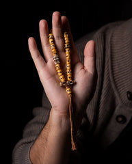 Tibetan Cremation Ground Guardian Bracelet – Yak Bone Mala with Vajra & Agate Beads