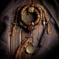 Tibetan Yak Bone Mala Bracelet – 108 Beads Gabhala Replica with Sacred Carvings for Spiritual Practice & Meditation