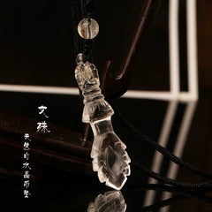 Himalayan Clear Quartz Manjushri Wisdom Sword Pendant – Hand-Carved Spiritual Necklace for Men & Women