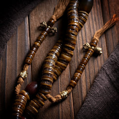 Tibetan Yak Bone Mala Bracelet – 108 Beads Gabhala Replica with Sacred Carvings for Spiritual Practice & Meditation