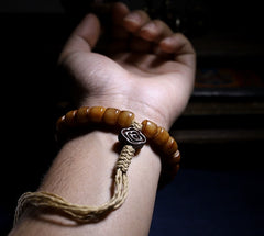 Tibetan Yak Bone Mala Bracelet – Handcrafted Buddhist Prayer Beads for Spiritual Healing & Esoteric Practice
