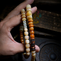 Tibetan Yak & Camel Bone Mala Necklace – 108 Mixed Bone Beads for Spiritual Healing, Meditation & Cultural Devotion