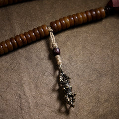 Tibetan Brass Vajra Dorje Pendant – Handwoven Side Charm for Bodhi Beads & Spiritual Accessories