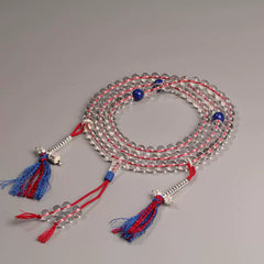 Collector’s Grade Clear Quartz 108 Mala Bracelet – Lapis Lazuli Spacers & 925 Silver Counter Charms