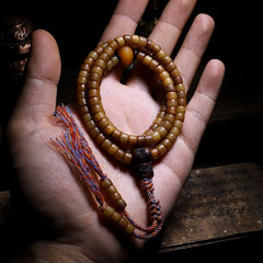 Tibetan Yak Bone Mala Bracelet – 108 Beads with Peace Charm or Disciple Bead for Spiritual Healing & Cultural Devotion