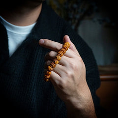Tibetan Yak Bone Skull Bead Bracelet – Hand-Carved Charnel Ground Mala for Spiritual Reflection