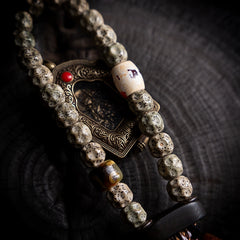 Tibetan Bodhi Seed Bracelet – Raw Xingyue Beads with Agate, Ebony & Amber Accents, Tassel Design