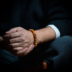 Tibetan Yak Bone Skull Bead Bracelet – Hand-Carved Charnel Ground Mala for Spiritual Reflection