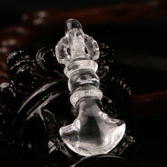Himalayan Clear Quartz Vajrakila & Vajra Axe Pendant – Hand-Carved Tibetan Ritual Amulet for Spiritual Protection